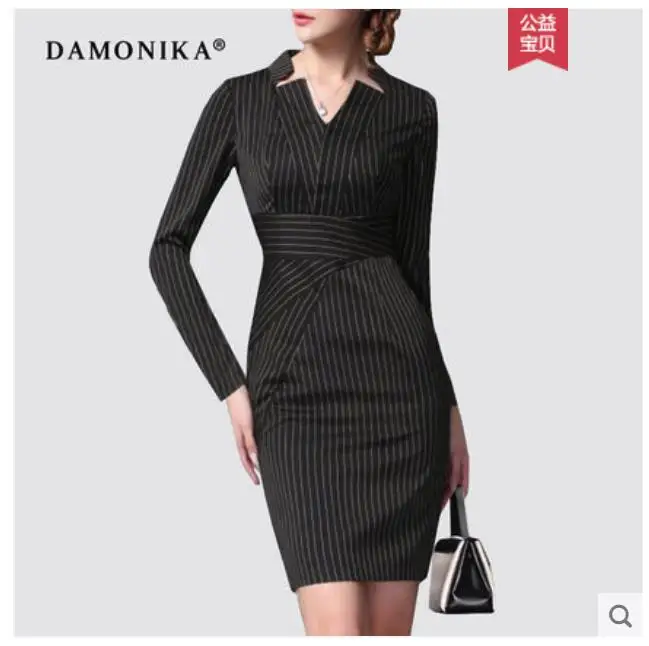 

Europe station spring and autumn dress fashion OL slim middle long style 2018 new high-end European and American style dress