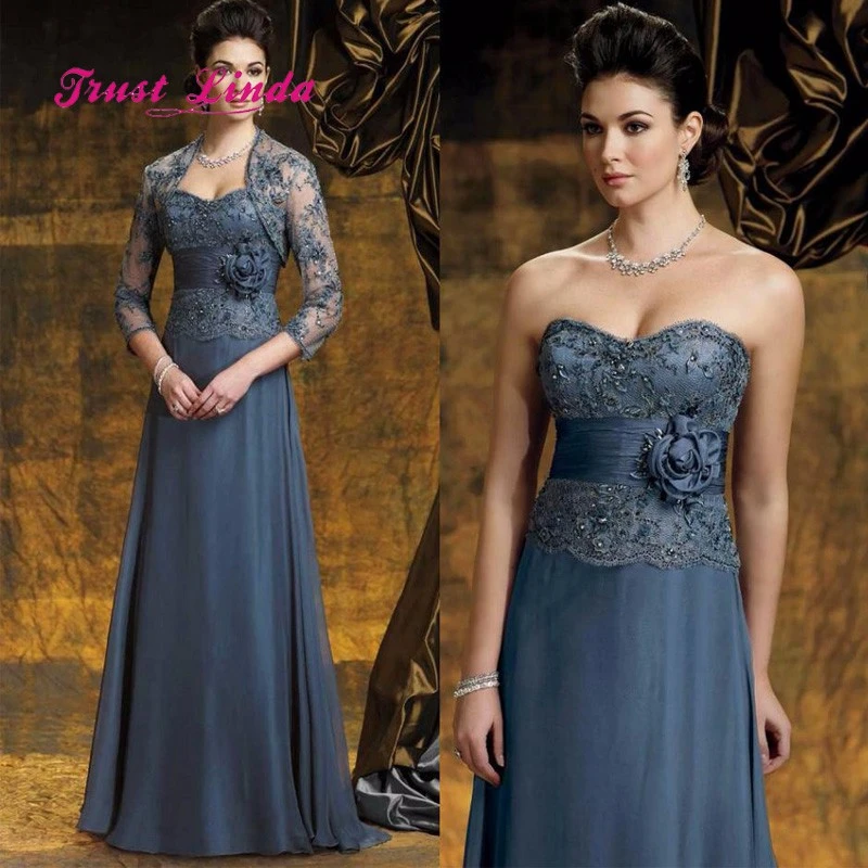 mother of the bride dresses blue with jacket