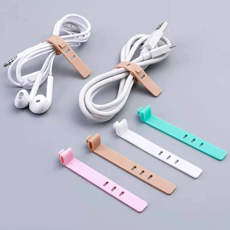 4Pcs Silicone Cable Organizer Office Stationary Desk Set Accessories Supplies USB Data Wrap Cord Winder Wire Protector Holder