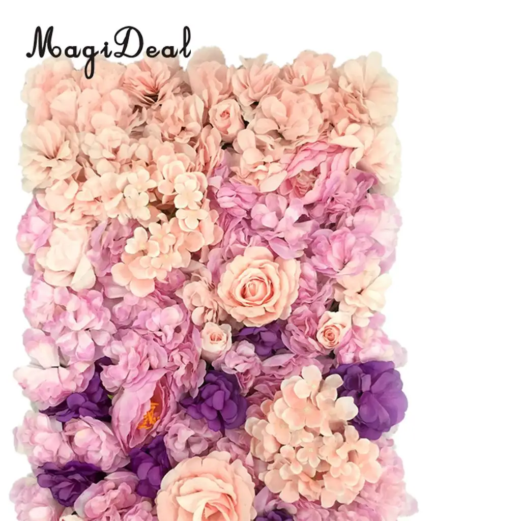 Romantic Artificial Flower Wall Panels Wedding Venue Roses Hydrangea Floral Decor Type A 5 Colors Choice	