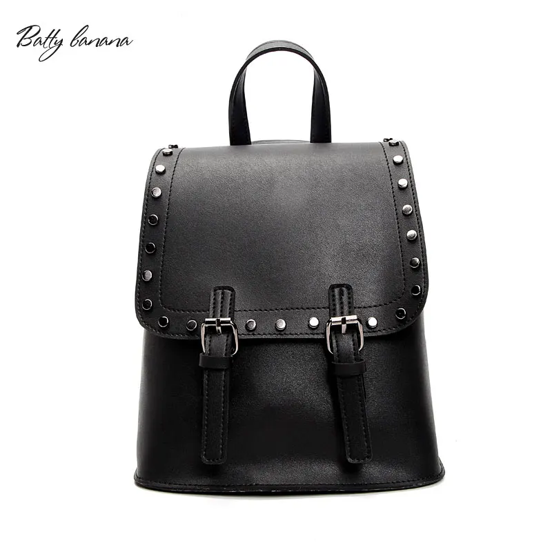 BATTY BANANA Fashion Women Backpack Rivet School Bags For Teenage Girls Solid Backpack Female College Bags Cute Backpacks