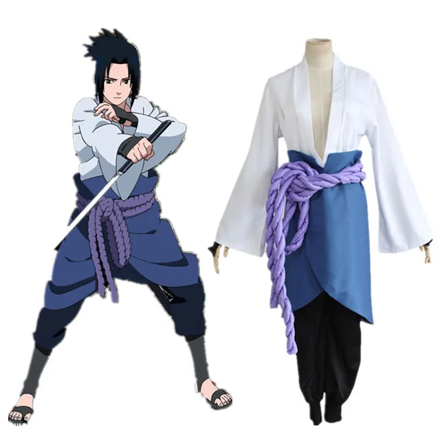 Naruto Shippuuden Учиха Косплей-костюм Sasuke костюм Саске 3rd поколения полный комплект униформы (топ + штаны + юбка + веревка + Armguard)