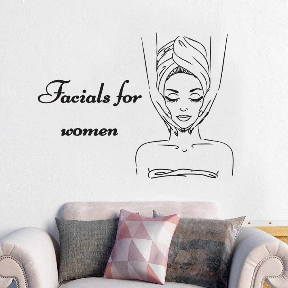 Us 5 42 32 Off Skin Care Center Wall Decals Facials For Women Logo Wall Stickers Spa Beauty Salon Decor Body Massage Gilrs Wall Art Sticker N17 In