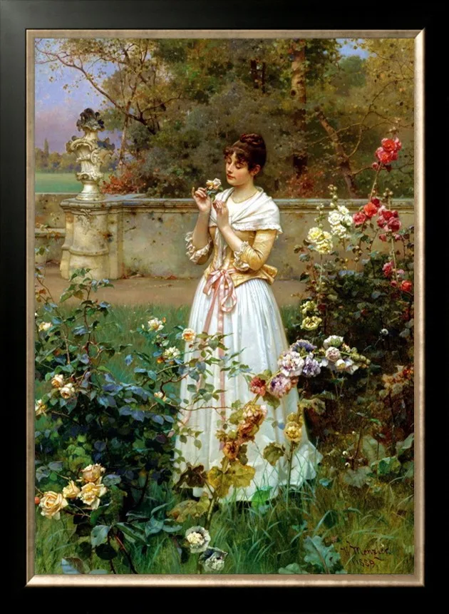 

Beautiful Girl garden 2016 home Decor counted14ct white canvas similar DMC Cross Stitch kits14ct needlework Set DIY embroidery