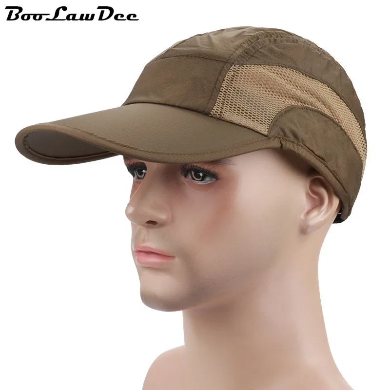 

BooLawDee Summer outsider mesh baseball cap thin lightweight breathable quick dry long visor patchwork adjustable size M416