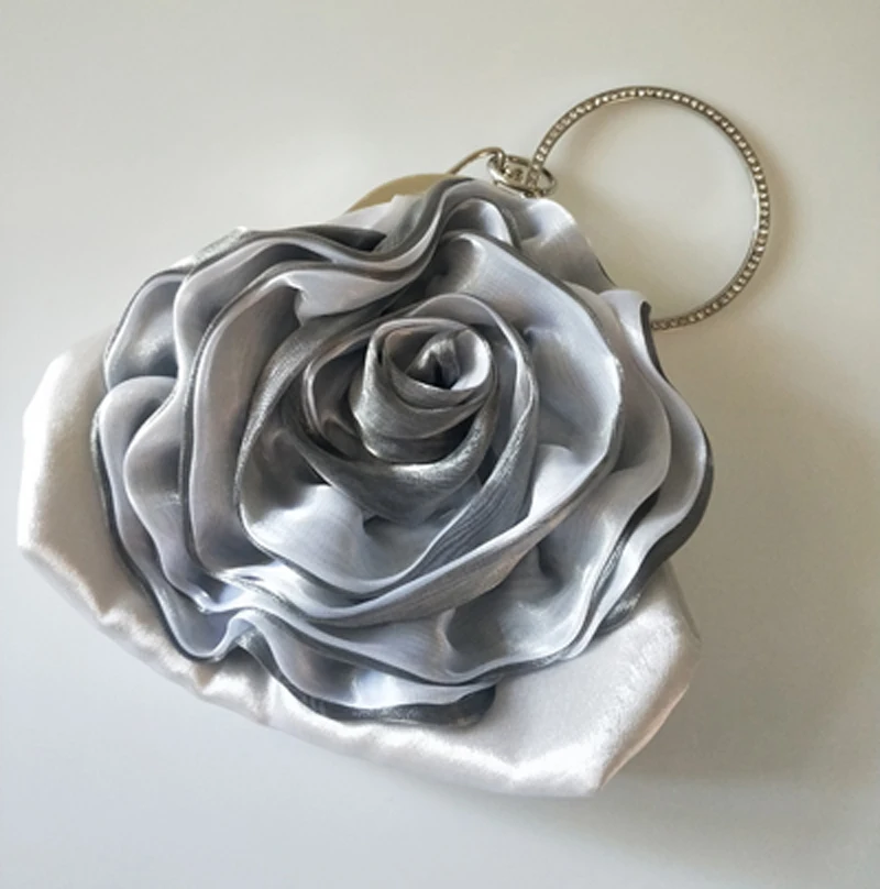 

Mini Bag Women Bags New Diamond Ring Grey Flowers Women Clutch Purses Ladies Evening Bag For Party