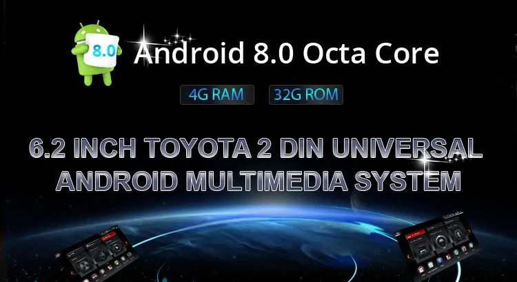 Excellent CarExc Android 9.0 OS Octa Core For Toyota Old Prado RAV4 Radio 2 Din Universal Car DVD Player With GPS Navigation 100mm*200mm 6