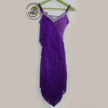 

New style Latin dance costumes sexy diamond tassel latin dance dress for women children latin dance competition dresses S-4XL