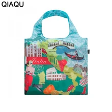 QIAQU модная переносная дорожная сумка с изображением знаменитых городов и аттракционов, водонепроницаемая вместительная переносная косметичка, сумка-Органайзер