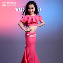 Танец живота Костюм Bellydance Дети Горячей Продажи Новый 2016 Профессиональный Площадь Танец Живота Костюм Топы + юбка 2 шт. Набор Костюм Rt081