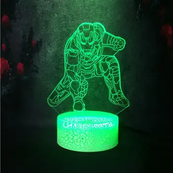 

Amroe COOL Superhero Iron Man 3D LED RGB 7 Color Change Novelty Night Light Child Study Desk Lamp Touch base Acrylic Crack Lamp