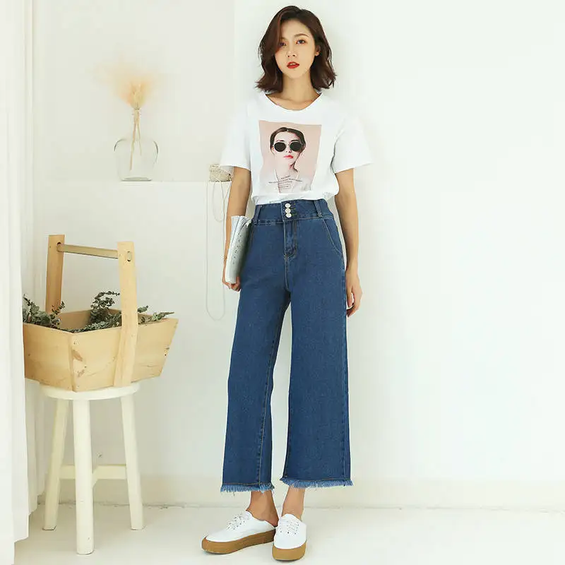 2019 New Spring Women Blue Jeans For Women High Waisted Denim Boyfriend Flare Jeans Womens Female Wide Leg Pants Plus Size 2019 New Spring Women Blue Jeans For Women High Waisted Denim Boyfriend Flare Jeans Womens Female Wide Leg Pants Plus Size