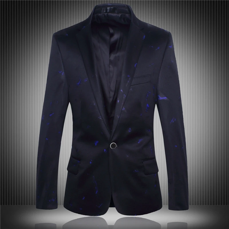 Fashion Printed Men's Blazer Tops Autumn Suit Blazer Men Fashion Slim Male Suits Casual Solid Color Masculine Blazer (9)