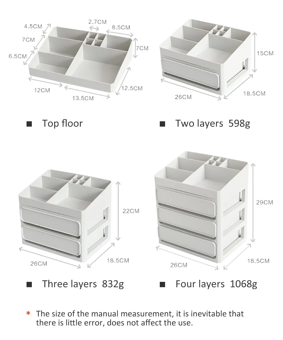 Многослойный органайзер для макияжа, пластиковая коробка для хранения, органайзер для косметики, ящик для украшений, органайзер для макияжа, офисный контейнер