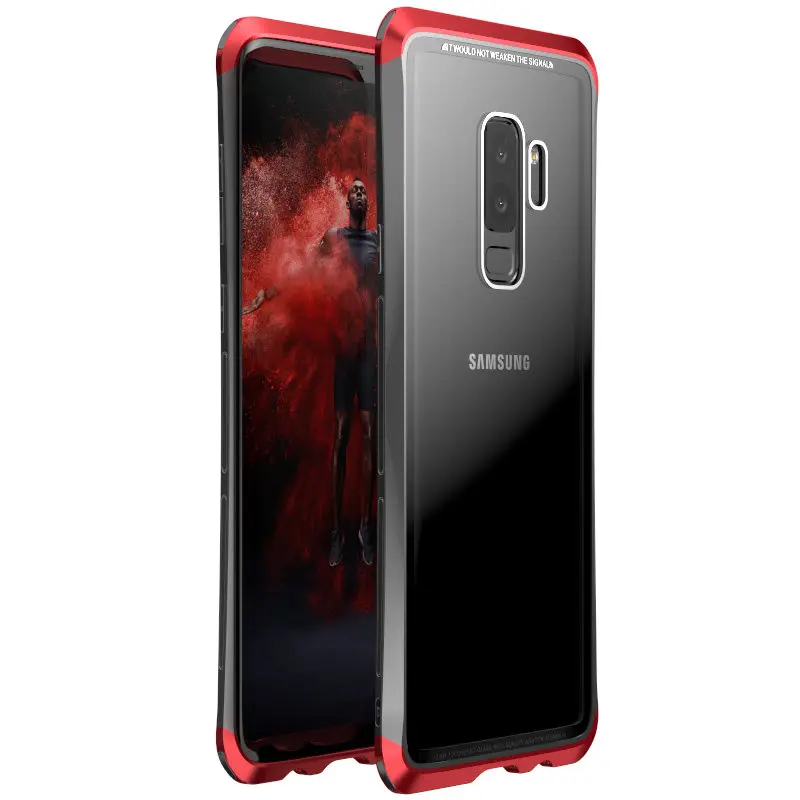 LUPHIE чехол для samsung Galaxy S9 S8 Plus Note 9 8 прозрачный стеклянный чехол для samsung S8 S9 металлический бампер прозрачные чехлы в виде ракушки - Цвет: Black Red