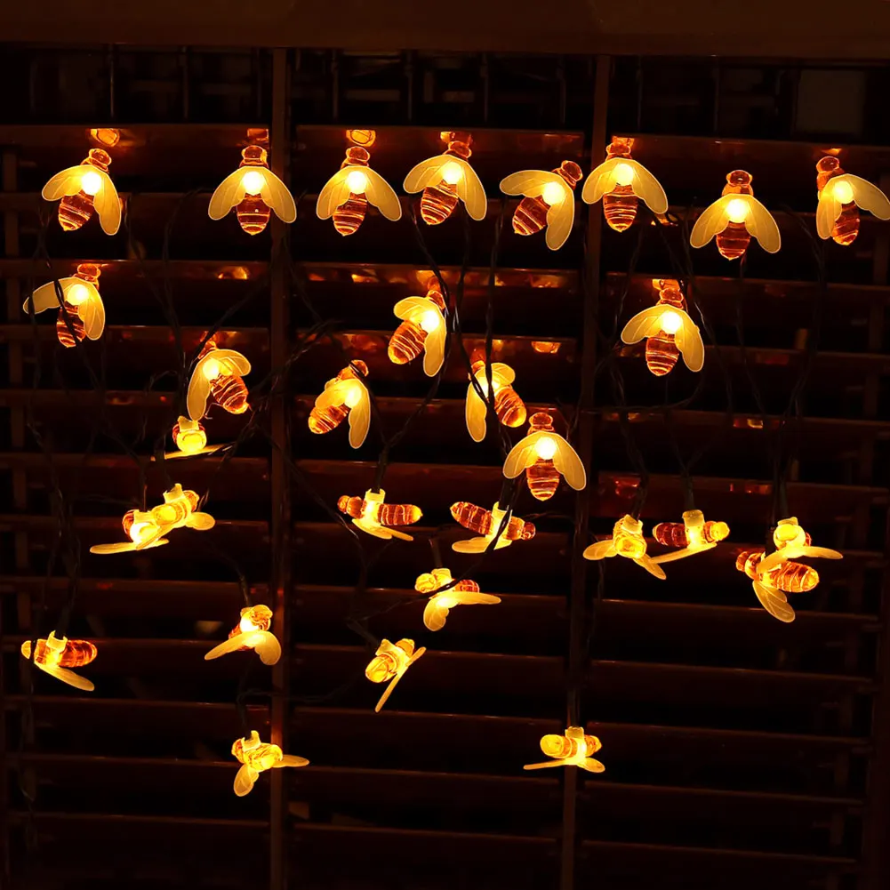 

Newest 30 LED Solar Powered String Lights Outdoor Honeybee Fairy String Lamp for Garden Patio Trees Lawn
