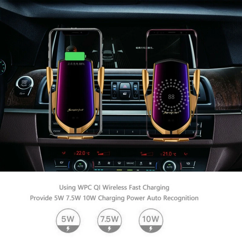 Universal Car Bracket Holder Wireless Car Charger Mount Universal 360 Degree Rotation Auto Clamping Air Vent Phone Holder 