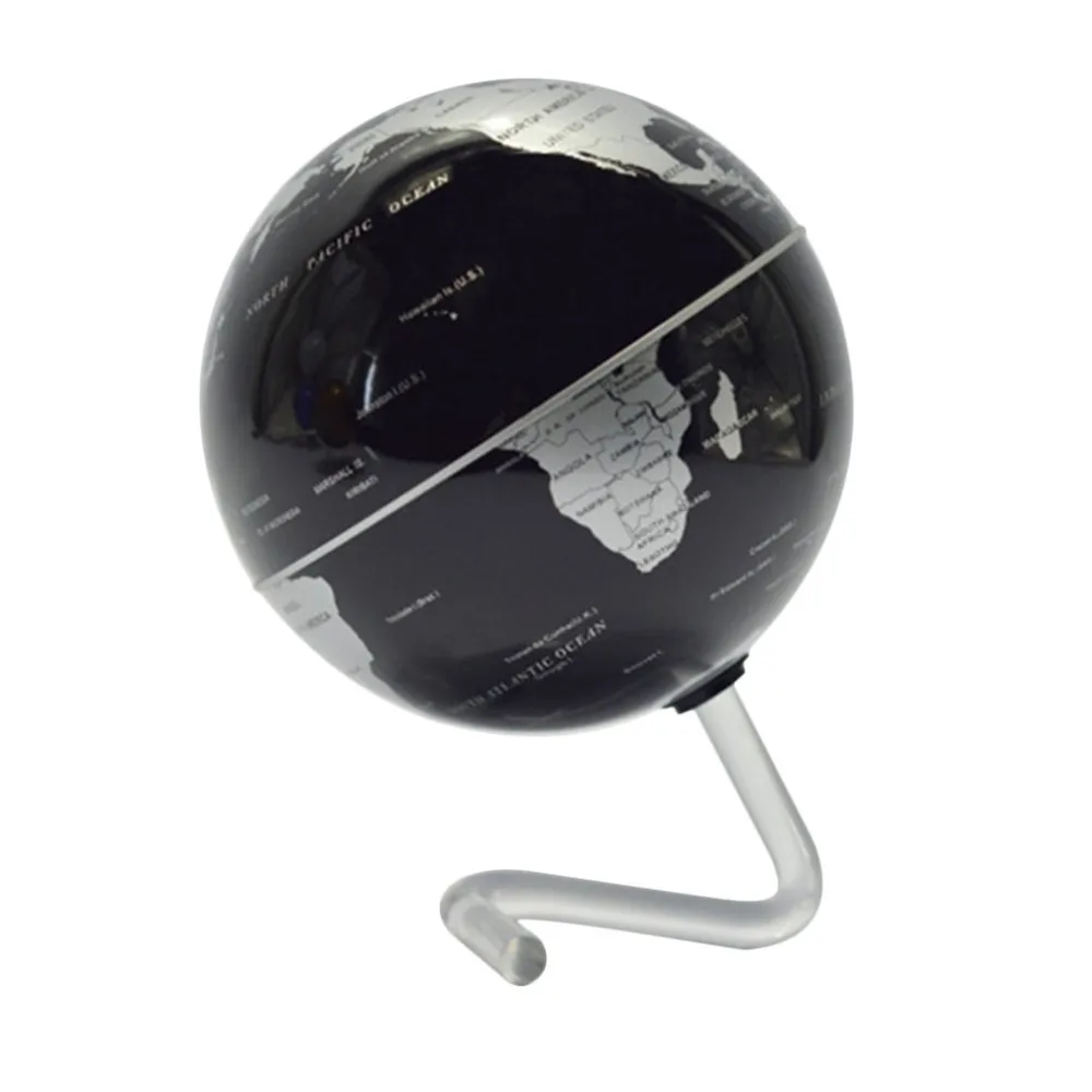 

4" Black Self-Rotating Geography World Tech Education Globe World Map Ornaments For Home Office Decor Craft Gift for Children