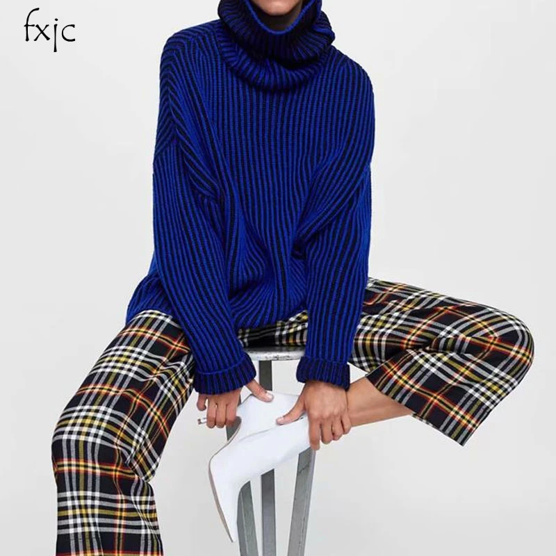 

Autumn and winter Simple and versatile Fashion Lady High collar Loose sweater Long sleeve sweater 3 colors 2018 Women's tops