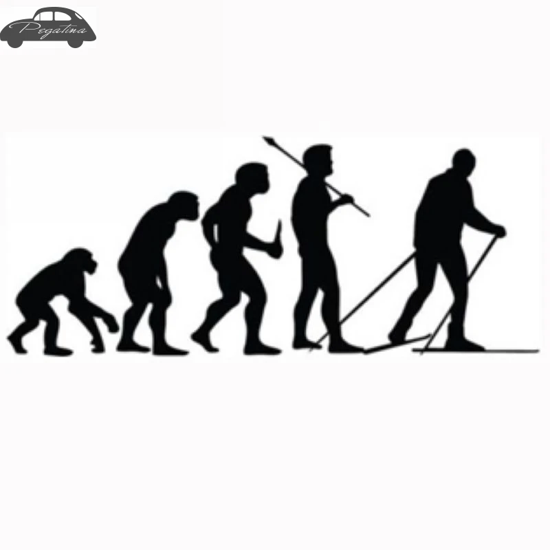 Pegatina Evolution Skiing Sticker Winter Sports Snow Decal Ski Posters Vinyl Wall Decals Decor Mural Skiing Sticker