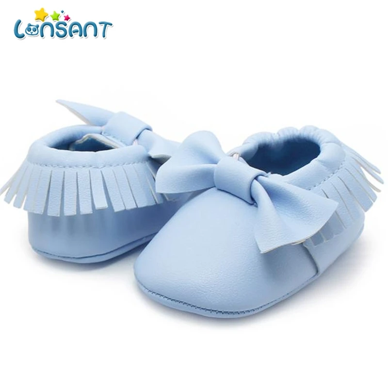 LONSANT для маленьких девочек бантом Ленточки обувь малыша мягкая подошва кроссовки Повседневная обувь E1120