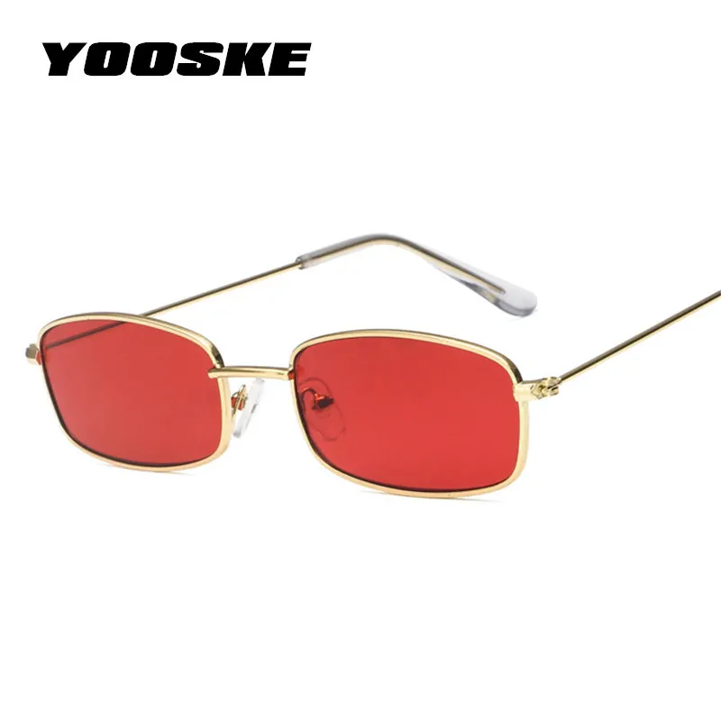 YOOSKE женские металлические мужские солнцезащитные очки, Ретро стиль маленькие Солнцезащитные очки женские красные розовые линзы очки