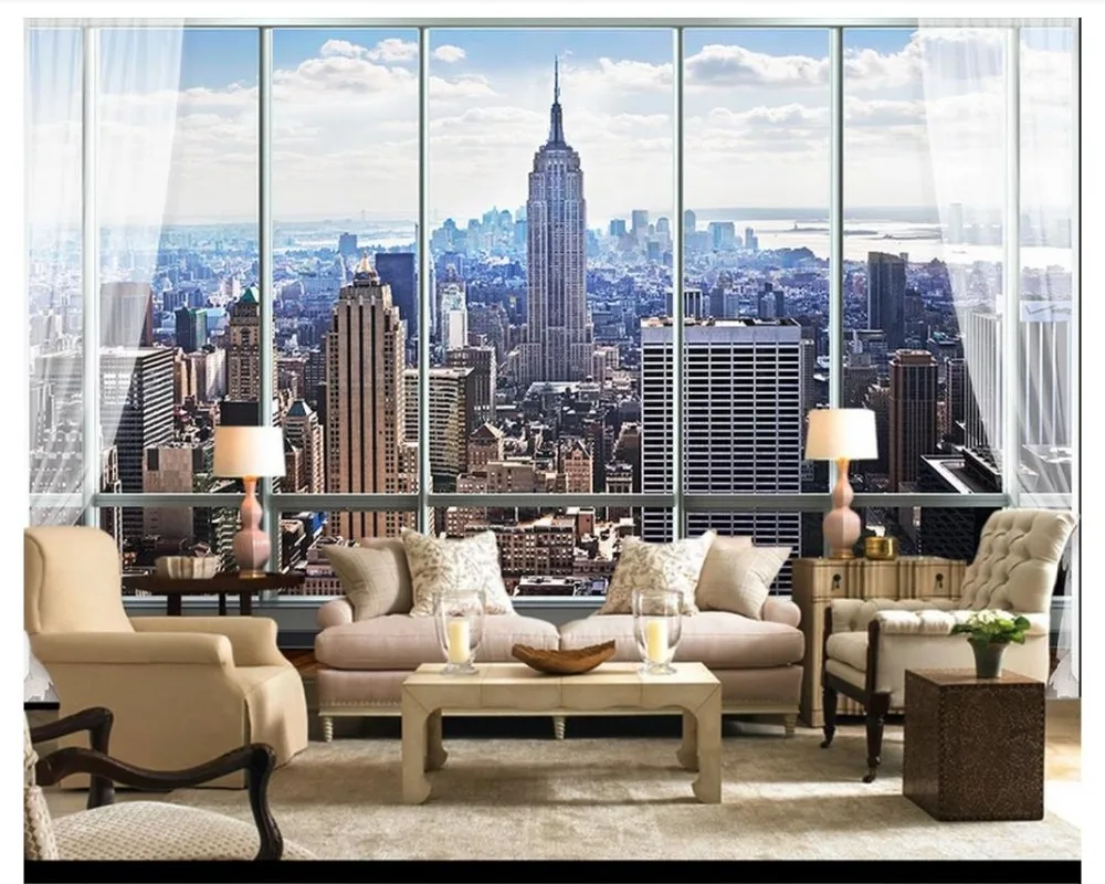 Custom 3d photo wall murals Wallpaper European 3D window high-rise building TV background paper living room decoration | Обустройство