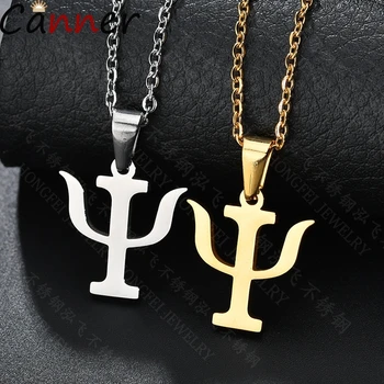 

CANNER Gold Necklaces For Women Long Chain Necklaces Letter PSI Pendant Necklaces Men Psychology Statement Chain Jewelry Gift F4