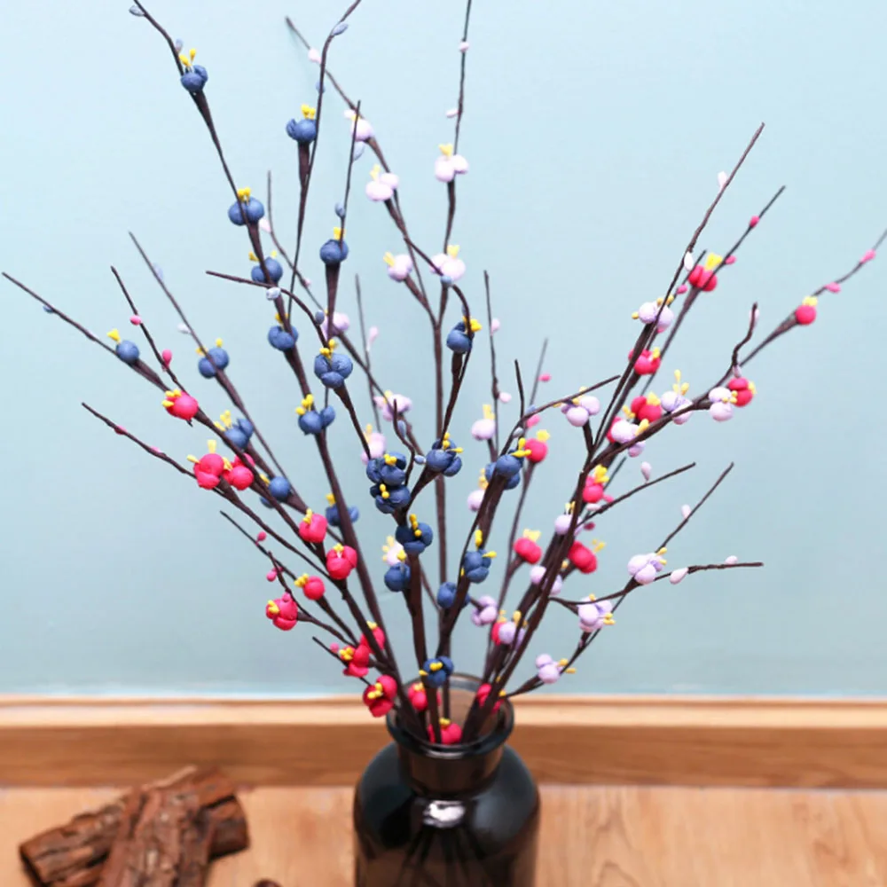 

12 Flower Heads Artificial Plum Blossom Flowers PE Fake Flowers for Wedding Party DIY Home Garden Decoration Floral Plants