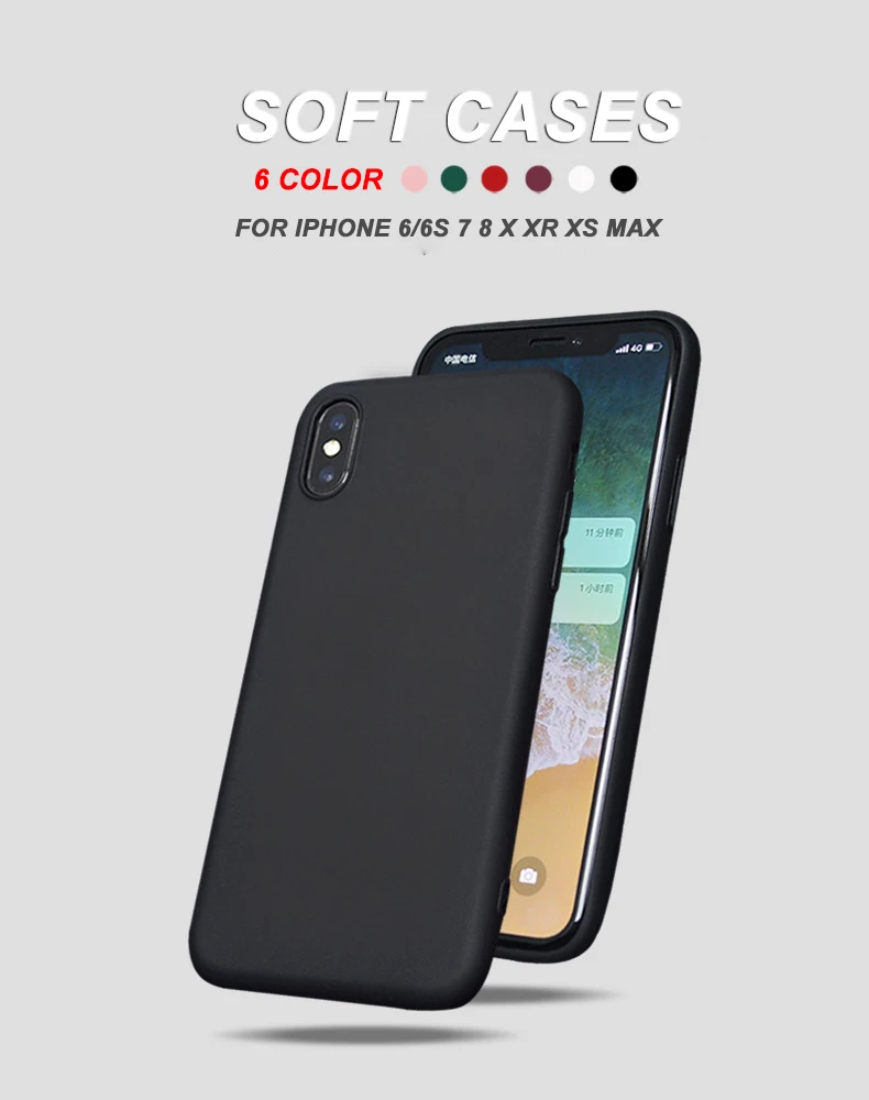 ESVNE телефона яркого цвета чехол для айфон 7 чехол на айфон 6 s 6S 8 Plus простой сплошной Цвет Ультратонкий Мягкий полиуретановый чехол на айфон х XR XS MAX случаи задняя крышка