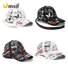 Г. новые граффити кепка бейсболка от солнца Шапки с длинным ремнем для Для женщин Для мужчин хлопок Регулируемый головной убор Кепка-бейсболка женщины Snapback Шапки