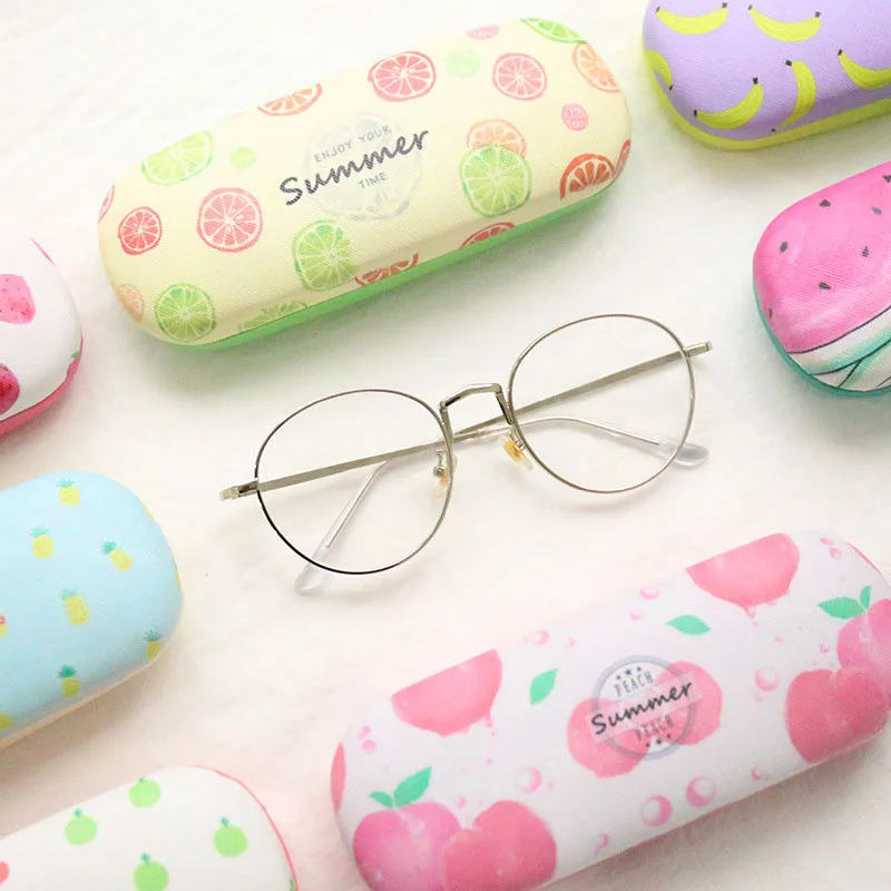 

Fashion Portable Fruit Pattern Eyewear Protector Eye Glasses Case Candy Color 1Pcs PU Leather Sunglasses Box Hard Storage