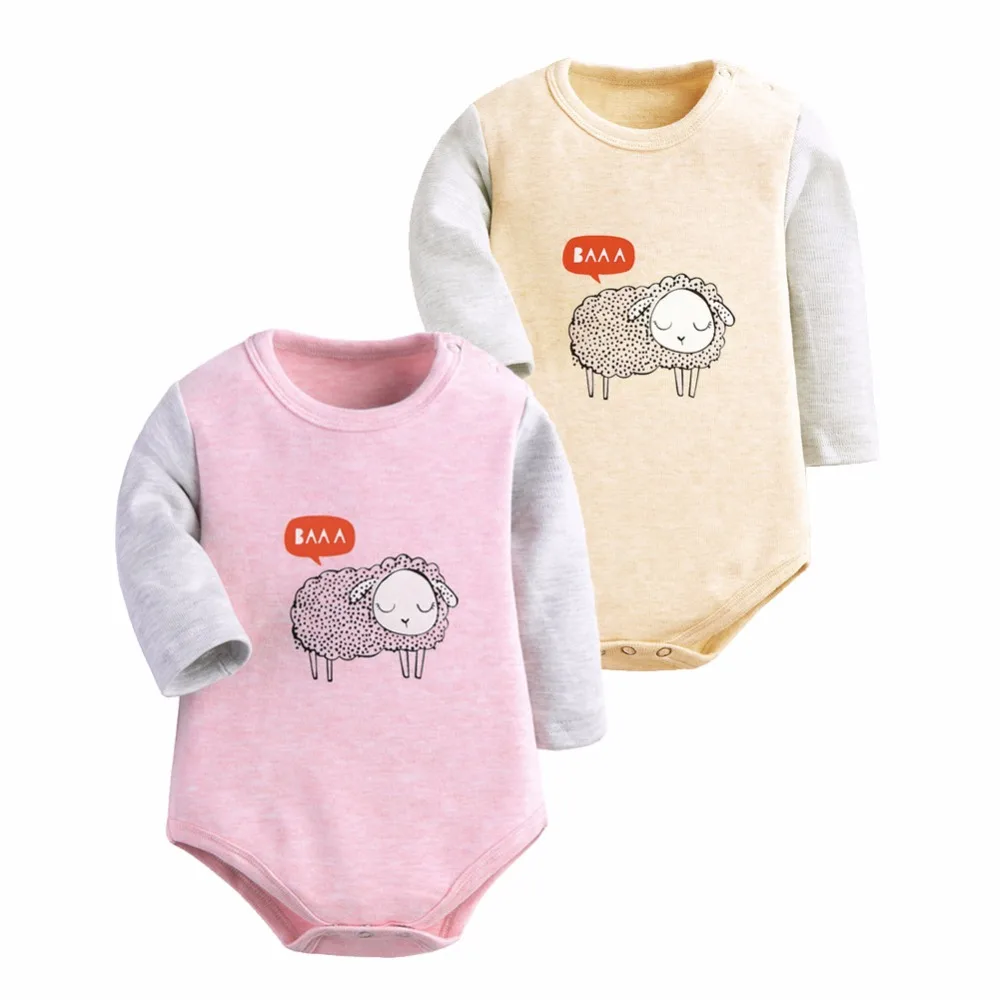 Baby Clothing 2 Pieces/lot Bodysuit Baby Long Sleeve Sheep Print Winter Clothing Newborn Jumpsuits Bodysuit