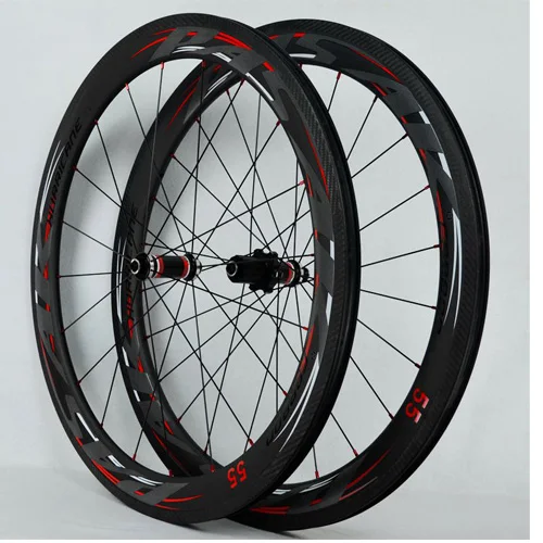 PASAK 700C карбоновые колеса для шоссейного велосипеда 40 мм 55 мм карбоновые ступицы и карбоновые обода колеса для велосипеда - Цвет: 55mm black hub
