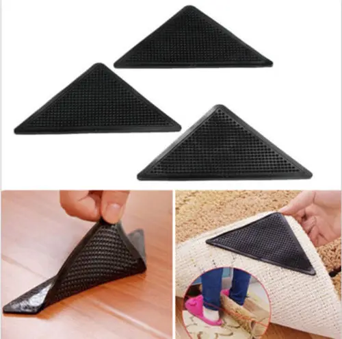

4pcs Rug Carpet Mat Grippers Non Slip Skid Reusable Washable Grips Hot Silicone Carpet Non-slip Stickers Make It Do Not Move