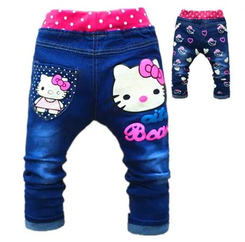 

kids girls jeans pants cashmere pants elastic waist girls legging Trousers spring children Boys Denim Pants 1-5years