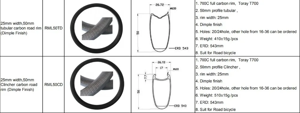 404 Dimple отделка обод для колеса шоссейного велосипеда 700C 25 мм ширина 50 мм Глубина Трубчатые/шины Clincher карбоновый обод Гольф отделка обод