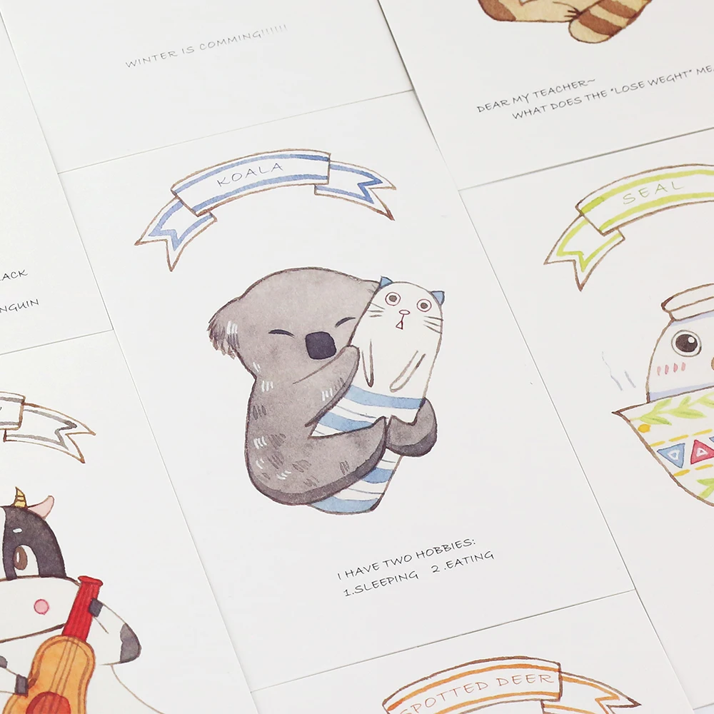 30 шт/лот японские милые Мультяшные животные каваи Мультяшные открытки милые DIY конверт подарочная карта креативная Закладка