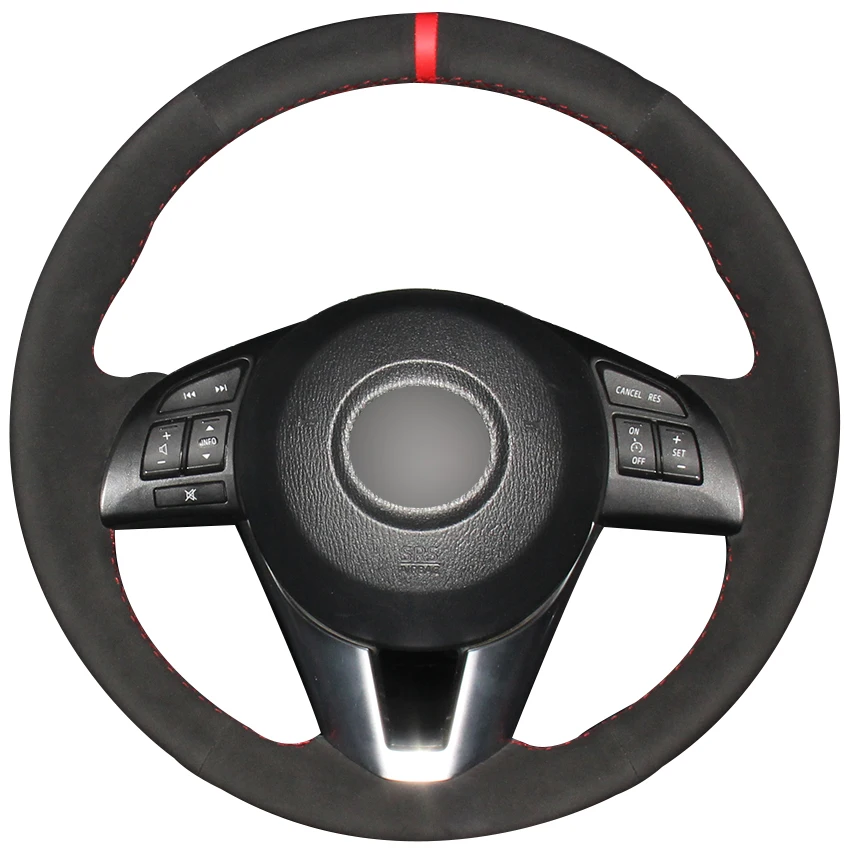 Черная замша красный маркер чехол рулевого колеса автомобиля для Mazda 3 Axela Mazda 6 Atenza Mazda 2 CX-3 CX3 CX-5 CX5 Scion iA