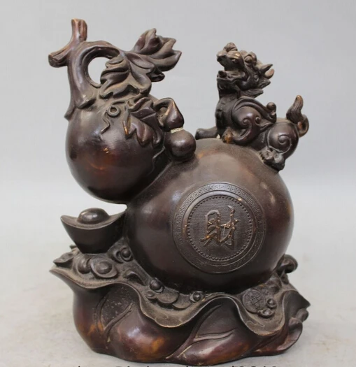 

wholesale factory 10"China Chinese Copper money Wealth gourd bottle gourd calabash cucurbit kylin