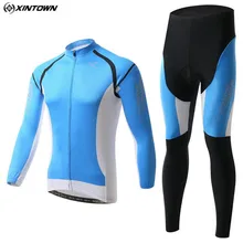 XINTOWN Men Long Cycling Jersey Set Mtb Maillot Outdoor Sportswear Cycling Clothing Roupa Ciclismo Blue Riding Clothing CC0389