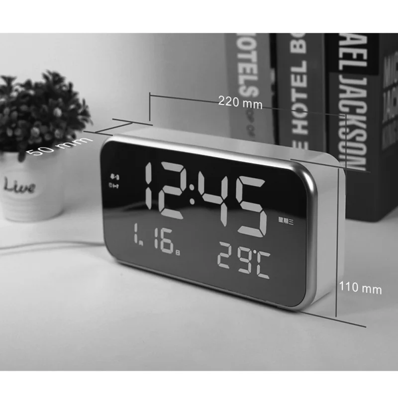 

LED Digital Multi-function Alarm Clock Mirror Clock Temperature Sleepy Home Decoration Mirror Clocks