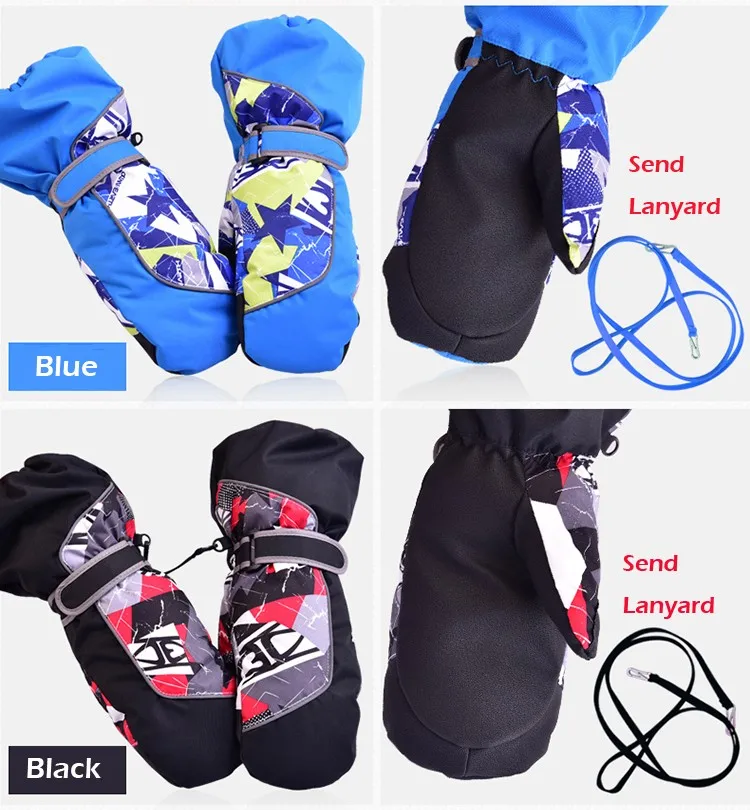 Зимние Детские теплые лыжные перчатки, спортивные водонепроницаемые ветрозащитные лыжные перчатки, Нескользящие варежки, зимние перчатки с расширенным запястьем