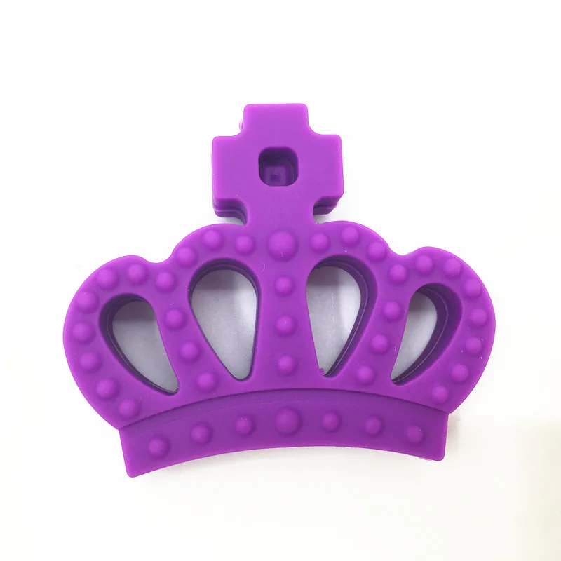Силиконовая Корона бусина для соски-прорезывателя-силиконовая Детская Подвеска «Зуб» Игрушки-принцесса подвеска в форме короны Прорезыватель-прорезыватель Игрушка поводок для девочки - Цвет: purple