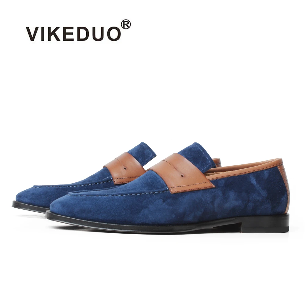 VIKEDUO/Новинка года; летние мужские лоферы; обувь из коровьей замши; мужская повседневная обувь для вождения; роскошная кожаная обувь на квадратном каблуке; Zapatos de Hombre