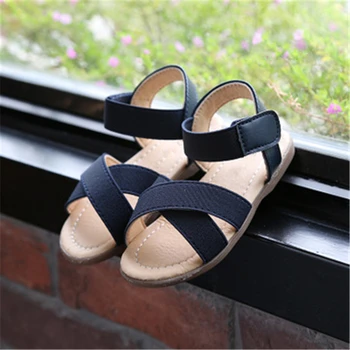 

New 2019 Summer girls sandals Fashion Kids shoes Elastic band princess open toe beach sandalias children's Roman sandals 03K