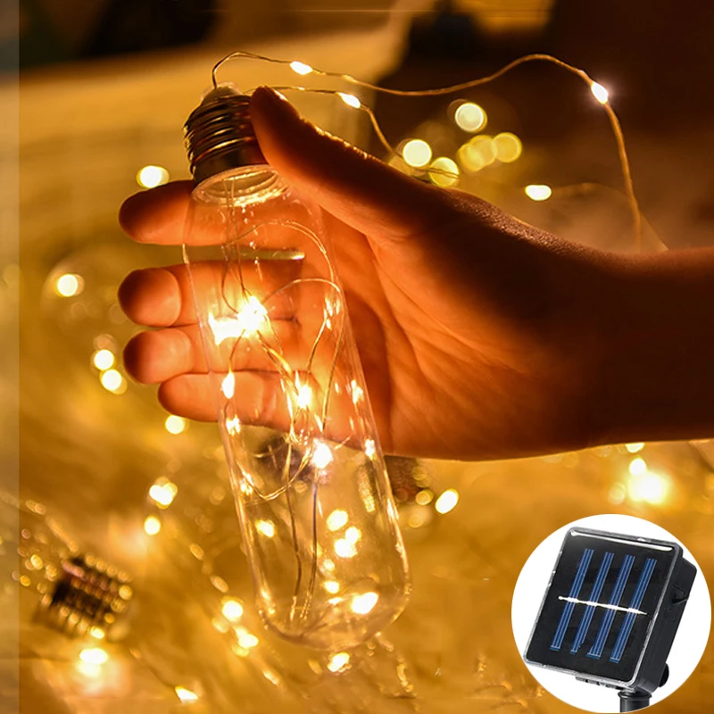 

100LED Fairy Big Transparent Bulb Copper Wire Solar Power String Lights 3M LED Decoration For Christmas luces led guirnalda