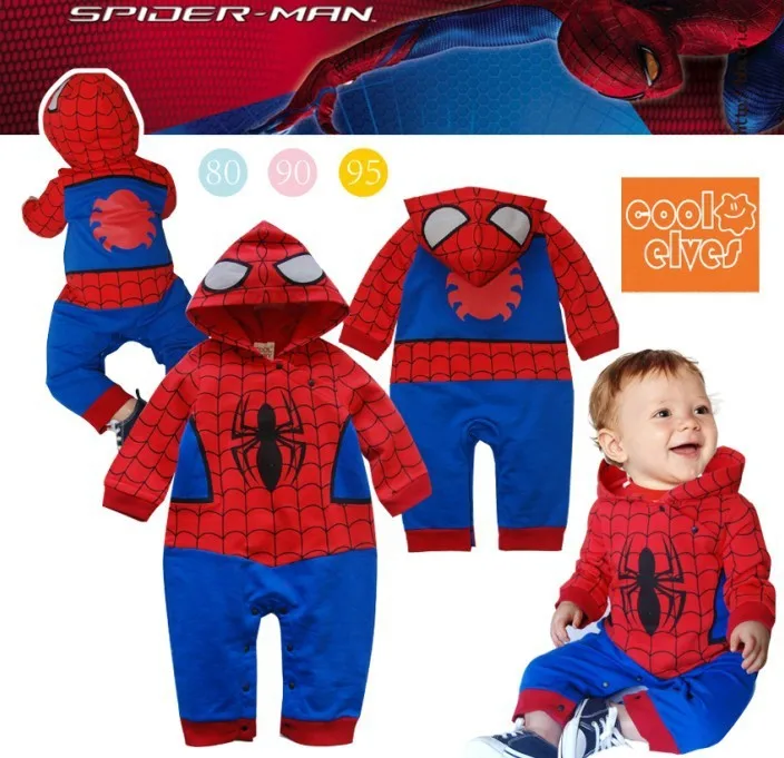 spiderman costume baby boy romper jumpsuit halloween costume winter
