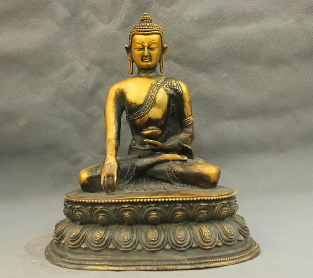 

SS 11'' China Tibet Buddhism Medicine Buddha Sit Bronze Statue