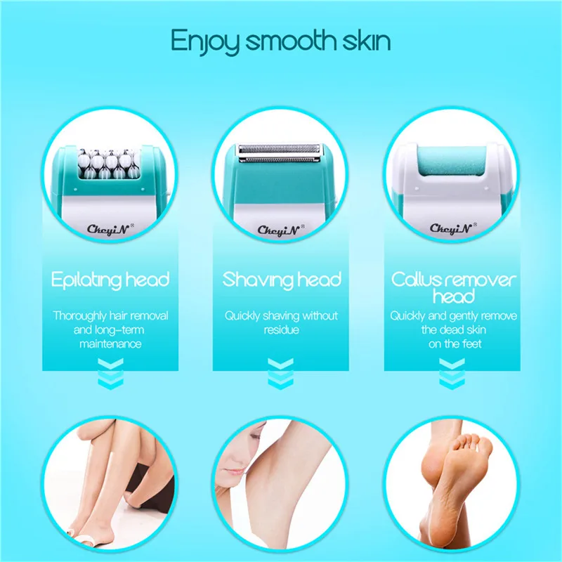 Arquivo de pé Fêmea para Rosto 3 em 1 Depilador Elétrico Feminino Depilação Indolor Barbear Pedicure Ferramentas Máquina Biquíni Corpo Perna 49 4 3 em 1 depilador elétrico feminino depilação